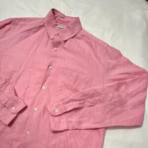 Steven Alan Men's S Pink Solid Long Sleeve Point Collar Button-Up Shirt Pockets